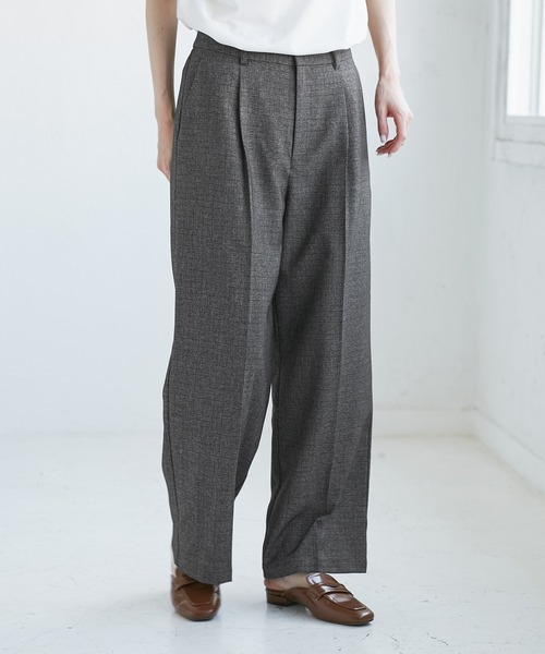 レディハンサムシリーズ ウールライクウエストタックセミワイドパンツ