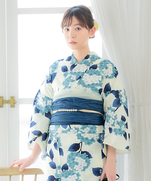 セール】浴衣 レディース 女性浴衣 2点セット(綿浴衣+しわ兵児帯