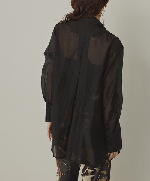 hunch（ハンチ）の「ポリツイル シアーテーラードジャケット（テーラードジャケット・レディース・ダークブラウン/ブラック/カーキ・FREE）」の5枚目の写真