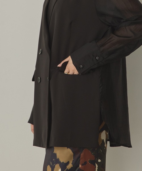 hunch（ハンチ）の「ポリツイル シアーテーラードジャケット（テーラードジャケット・レディース・ダークブラウン/ブラック/カーキ・FREE）」の8枚目の写真