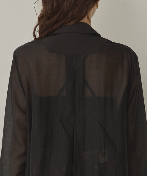 hunch（ハンチ）の「ポリツイル シアーテーラードジャケット（テーラードジャケット・レディース・ダークブラウン/ブラック/カーキ・FREE）」の9枚目の写真