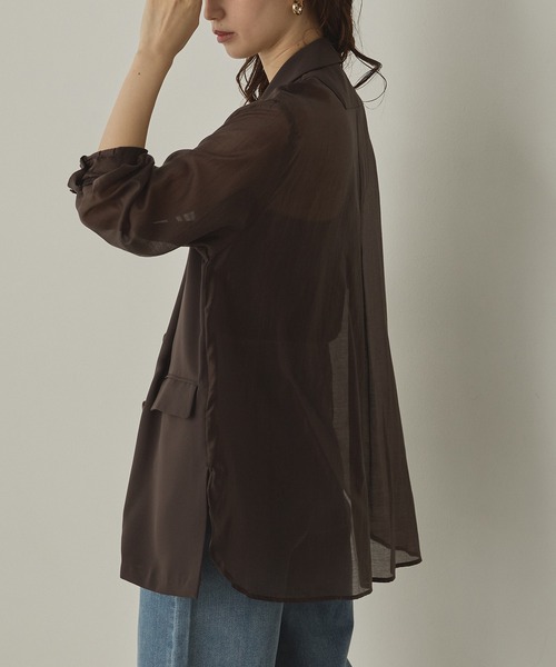 hunch（ハンチ）の「ポリツイル シアーテーラードジャケット（テーラードジャケット・レディース・ダークブラウン/ブラック/カーキ・FREE）」の13枚目の写真