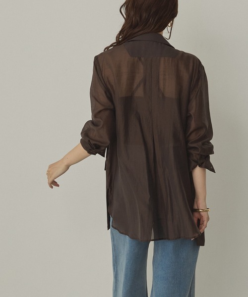 hunch（ハンチ）の「ポリツイル シアーテーラードジャケット（テーラードジャケット・レディース・ダークブラウン/ブラック/カーキ・FREE）」の15枚目の写真