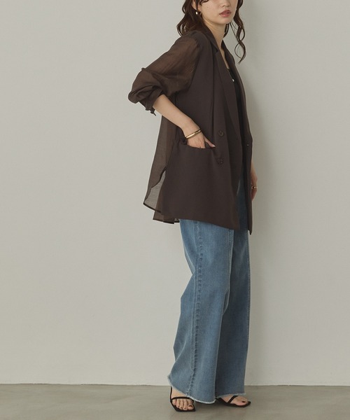 hunch（ハンチ）の「ポリツイル シアーテーラードジャケット（テーラードジャケット・レディース・ダークブラウン/ブラック/カーキ・FREE）」の17枚目の写真