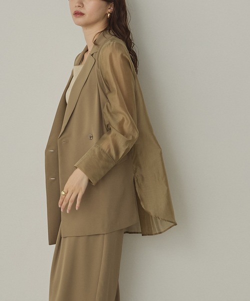 hunch（ハンチ）の「ポリツイル シアーテーラードジャケット（テーラードジャケット・レディース・ダークブラウン/ブラック/カーキ・FREE）」の19枚目の写真