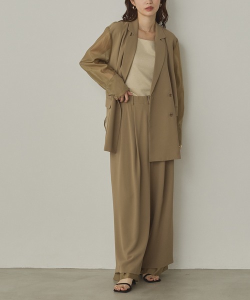 hunch（ハンチ）の「ポリツイル シアーテーラードジャケット（テーラードジャケット・レディース・ダークブラウン/ブラック/カーキ・FREE）」の21枚目の写真