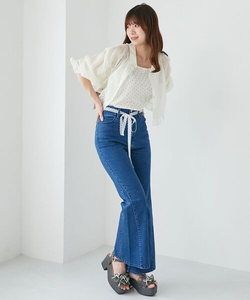 MAJESTIC LEGON(マジェスティックレゴン)の「インナー付きドロストシアーブラウス(シャツ/ブラウス・レディース・ブルー/チャコールグレー/アイボリー/ブラウン・MEDIUM)」の6枚目の写真