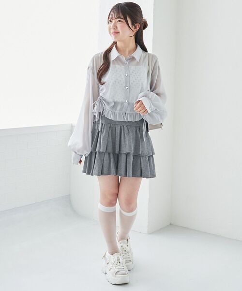 MAJESTIC LEGON(マジェスティックレゴン)の「インナー付きドロストシアーブラウス(シャツ/ブラウス・レディース・ブルー/チャコールグレー/アイボリー/ブラウン・MEDIUM)」の12枚目の写真