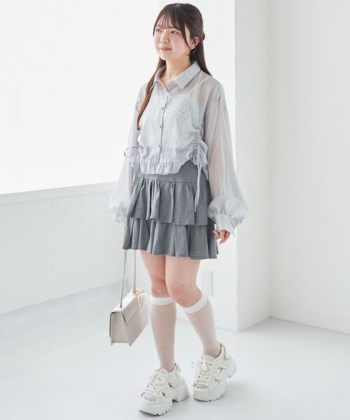 MAJESTIC LEGON(マジェスティックレゴン)の「インナー付きドロストシアーブラウス(シャツ/ブラウス・レディース・ブルー/チャコールグレー/アイボリー/ブラウン・MEDIUM)」の13枚目の写真