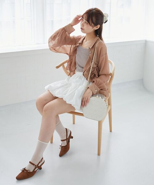 MAJESTIC LEGON(マジェスティックレゴン)の「インナー付きドロストシアーブラウス(シャツ/ブラウス・レディース・ブルー/チャコールグレー/アイボリー/ブラウン・MEDIUM)」の19枚目の写真