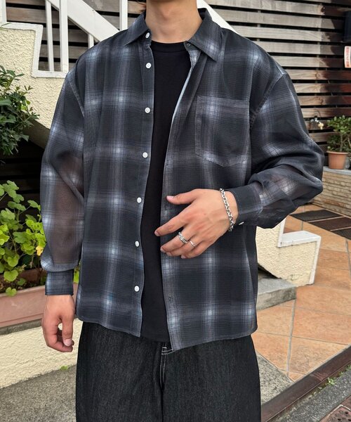 CIAOPANIC（チャオパニック）の「メッシュアソート柄ロングスリーブシャツ（シャツ/ブラウス・レディース・ブラウン/ブラック/チャコールグレー・MEDIUM/LARGE）」の2枚目の写真