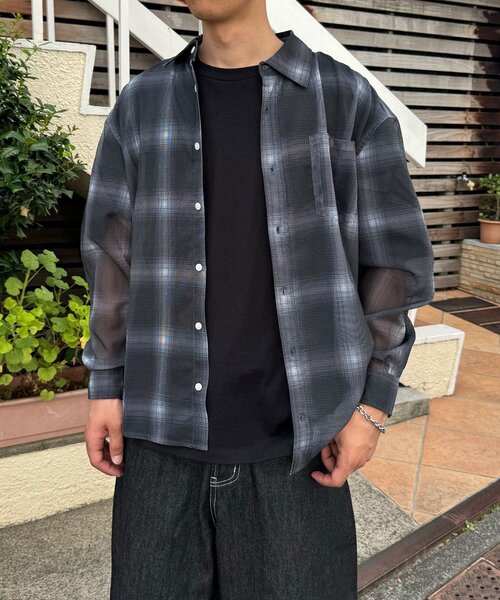 CIAOPANIC（チャオパニック）の「メッシュアソート柄ロングスリーブシャツ（シャツ/ブラウス・レディース・ブラウン/ブラック/チャコールグレー・MEDIUM/LARGE）」の4枚目の写真