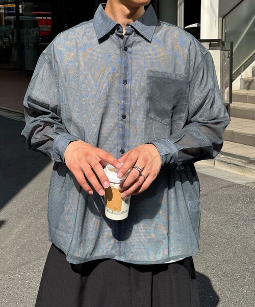 CIAOPANIC（チャオパニック）の「メッシュアソート柄ロングスリーブシャツ（シャツ/ブラウス・レディース・ブラウン/ブラック/チャコールグレー・MEDIUM/LARGE）」の9枚目の写真