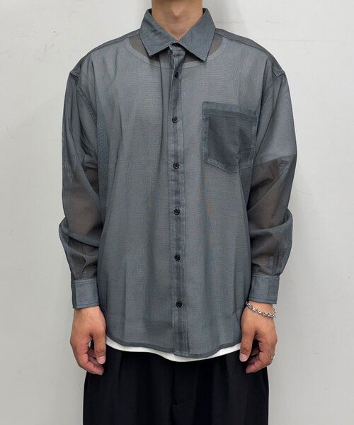 CIAOPANIC（チャオパニック）の「メッシュアソート柄ロングスリーブシャツ（シャツ/ブラウス・レディース・ブラウン/ブラック/チャコールグレー・MEDIUM/LARGE）」の15枚目の写真