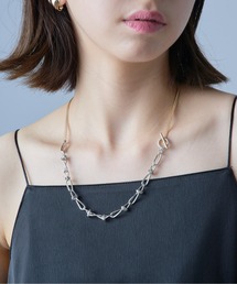 MAISON BREEZE（メゾンブリーズ）の「【MAISON BREEZE】ネックレス Combination Metal ニッケルフリー メタル ハーフ オーバル ツイスト リング キヘイ チェーン マンテル ロングネックレス OSWY（ネックレス）」