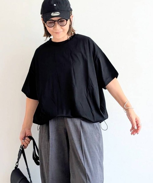 notch.(ノッチ)の「【notch.by yui】ドローコードTシャツ(Tシャツ/カットソー・レディース・オフホワイト/ライトグレー/ブラック・M)」の2枚目の写真