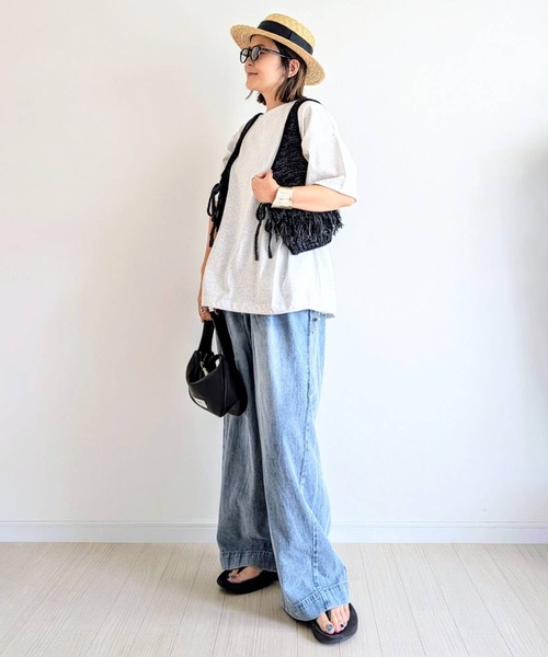 notch.(ノッチ)の「【notch.by yui】ドローコードTシャツ(Tシャツ/カットソー・レディース・オフホワイト/ライトグレー/ブラック・M)」の5枚目の写真