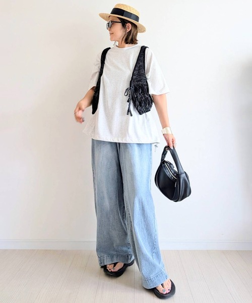 notch.(ノッチ)の「【notch.by yui】ドローコードTシャツ(Tシャツ/カットソー・レディース・オフホワイト/ライトグレー/ブラック・M)」の4枚目の写真