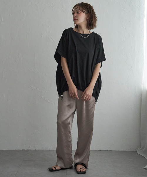 notch.(ノッチ)の「【 notch. by yui 】ドローコードTシャツ(Tシャツ/カットソー・レディース・オフホワイト/ライトグレー/ブラック・M)」の9枚目の写真