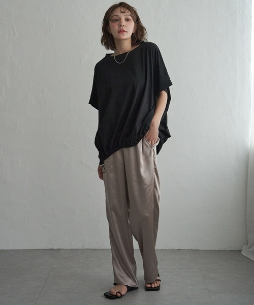 notch.(ノッチ)の「【 notch. by yui 】ドローコードTシャツ(Tシャツ/カットソー・レディース・オフホワイト/ライトグレー/ブラック・M)」の7枚目の写真