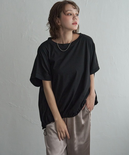 notch.（ノッチ）の「【 notch. by yui 】ドローコードTシャツ（Tシャツ/カットソー・レディース・オフホワイト/ライトグレー/ブラック・M）」の6枚目の写真