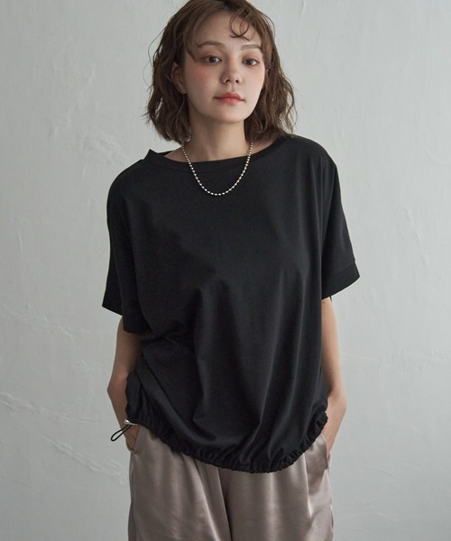 notch.（ノッチ）の「【 notch. by yui 】ドローコードTシャツ（Tシャツ/カットソー・レディース・オフホワイト/ライトグレー/ブラック・M）」の5枚目の写真