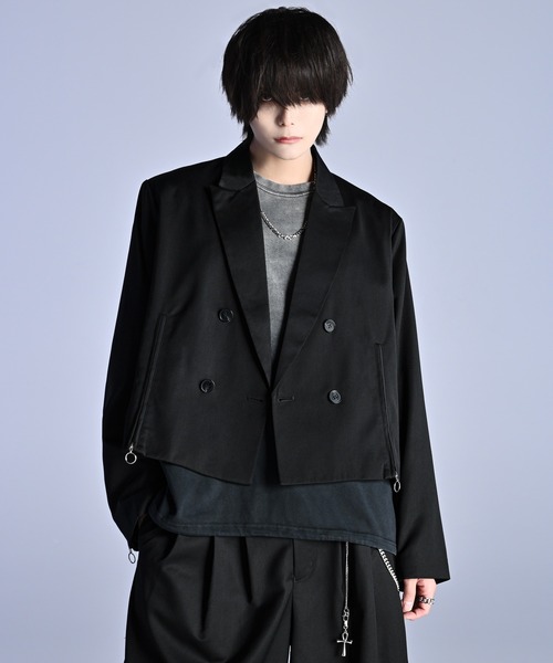 リメイク アシンメトリージャケット / ワッペン テーラード キルト 古着 welise×犬飼京 -ephemeral-】 TANRAN グレイスフルヘビーTR