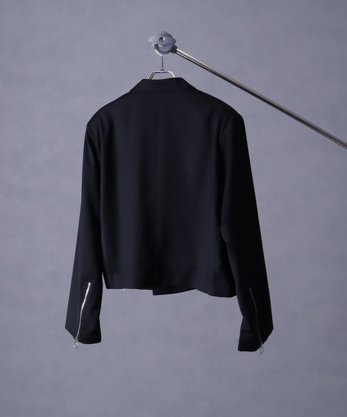 welise（ウェライズ）の「【welise×犬飼京 -ephemeral-】 TANRAN グレイスフルヘビーTR  ジップギミックショートテーラードジャケット（テーラードジャケット・メンズ・ブラック・L/M/S）」の9枚目の写真