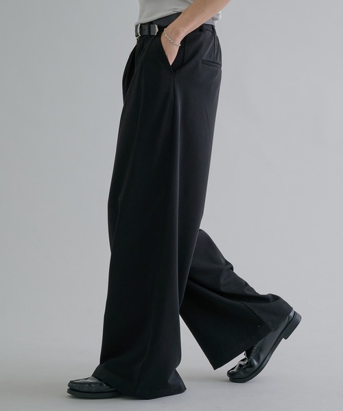 epnok（エプノック）の「2タックワイドバギースラックス（スラックス・メンズ・グレー/ブラック/ブラック系・SMALL/MEDIUM/LARGE）」の5枚目の写真