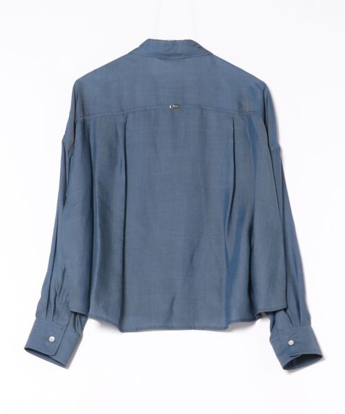 Jines(ジネス)の「キュプラデニムショートシャツ【セットアップ可】(シャツ/ブラウス・レディース・ブルー/インディゴブルー・38)」の10枚目の写真