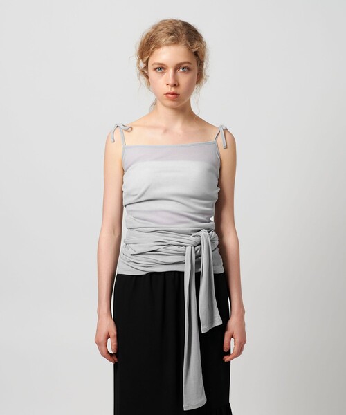 ATTISESSION（アティセッション）の「＜ATTISESSION＞コットン ナイロン リブ マルチウェイ トップス（Tシャツ/カットソー・レディース・オフホワイト/ネイビー/ライトブルー・FREE）」の6枚目の写真