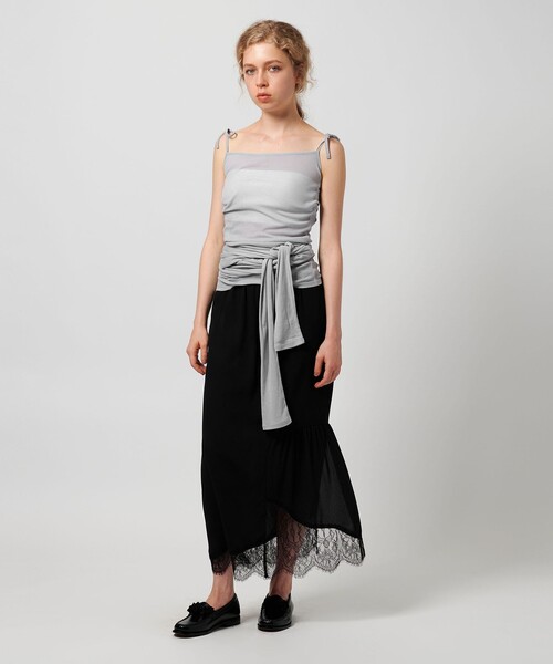 ATTISESSION（アティセッション）の「＜ATTISESSION＞コットン ナイロン リブ マルチウェイ トップス（Tシャツ/カットソー・レディース・オフホワイト/ネイビー/ライトブルー・FREE）」の7枚目の写真