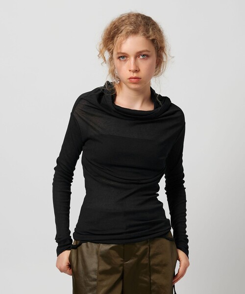 ATTISESSION（アティセッション）の「＜ATTISESSION＞コットン ナイロン リブ マルチウェイ トップス（Tシャツ/カットソー・レディース・オフホワイト/ネイビー/ライトブルー・FREE）」の12枚目の写真