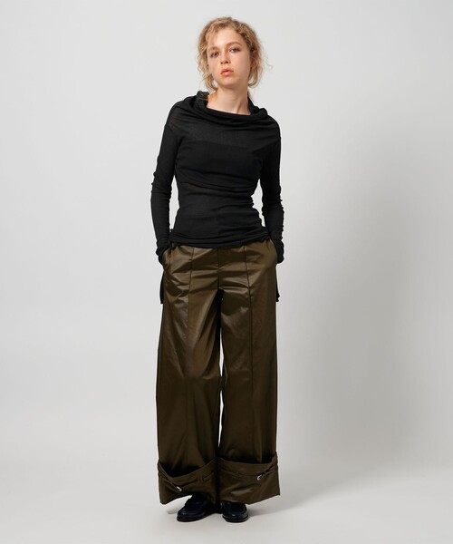 ATTISESSION（アティセッション）の「＜ATTISESSION＞コットン ナイロン リブ マルチウェイ トップス（Tシャツ/カットソー・レディース・オフホワイト/ネイビー/ライトブルー・FREE）」の13枚目の写真