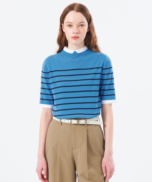 MACKINTOSH PHILOSOPHY(マッキントッシュ フィロソフィー)の「【2025年秋冬モデル】Cleric Collar Knit ハーフスリーブ(ニット/セーター・レディース・チャコールグレー/ブルー/ダークネイビー・38/36)」の2枚目の写真