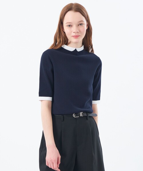 MACKINTOSH PHILOSOPHY(マッキントッシュ フィロソフィー)の「【2025年秋冬モデル】Cleric Collar Knit ハーフスリーブ(ニット/セーター・レディース・チャコールグレー/ブルー/ダークネイビー・38/36)」の3枚目の写真