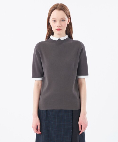 MACKINTOSH PHILOSOPHY(マッキントッシュ フィロソフィー)の「【2025年秋冬モデル】Cleric Collar Knit ハーフスリーブ(ニット/セーター・レディース・チャコールグレー/ブルー/ダークネイビー・38/36)」の9枚目の写真