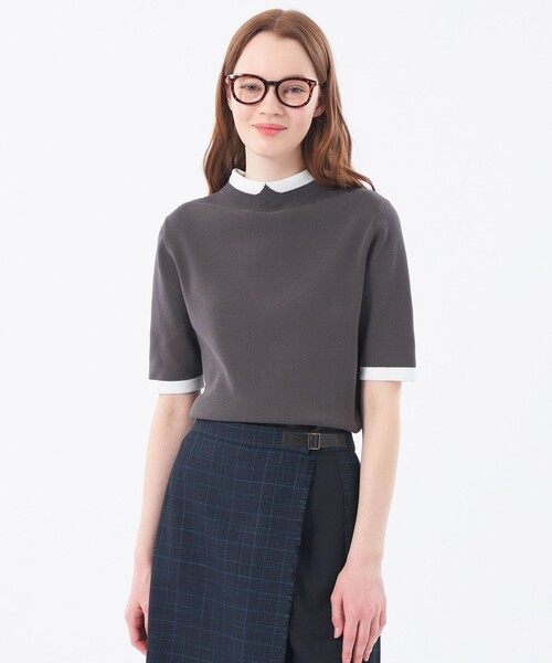 MACKINTOSH PHILOSOPHY(マッキントッシュ フィロソフィー)の「【2025年秋冬モデル】Cleric Collar Knit ハーフスリーブ(ニット/セーター・レディース・チャコールグレー/ブルー/ダークネイビー・38/36)」の17枚目の写真