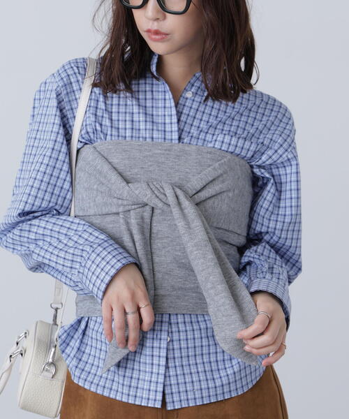 FREE'S MART（フリーズマート）の「◆リボンベアニットソービスチェ（Tシャツ/カットソー・レディース・ネイビー/グレー・FREE）」の4枚目の写真