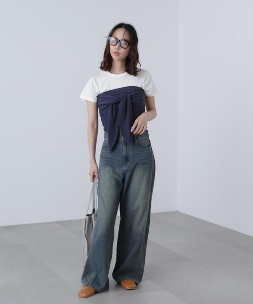 FREE'S MART（フリーズマート）の「◆リボンベアニットソービスチェ（Tシャツ/カットソー・レディース・ネイビー/グレー・FREE）」の14枚目の写真