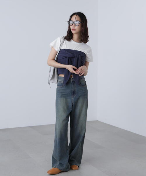 FREE'S MART（フリーズマート）の「◆リボンベアニットソービスチェ（Tシャツ/カットソー・レディース・ネイビー/グレー・FREE）」の15枚目の写真