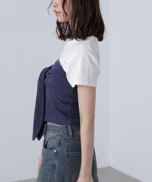 FREE'S MART（フリーズマート）の「◆リボンベアニットソービスチェ（Tシャツ/カットソー・レディース・ネイビー/グレー・FREE）」の17枚目の写真