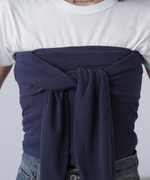 FREE'S MART（フリーズマート）の「◆リボンベアニットソービスチェ（Tシャツ/カットソー・レディース・ネイビー/グレー・FREE）」の19枚目の写真