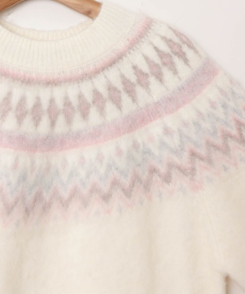 Freesia by andme(フリージアバイアンドミー)の「ノルディック柄長袖ニットトップス(ニット/セーター・レディース・ベージュ/オフホワイト/グレー・M)」の9枚目の写真