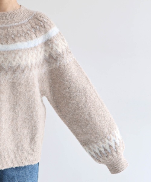 Freesia by andme(フリージアバイアンドミー)の「ノルディック柄長袖ニットトップス(ニット/セーター・レディース・ベージュ/オフホワイト/グレー・M)」の17枚目の写真