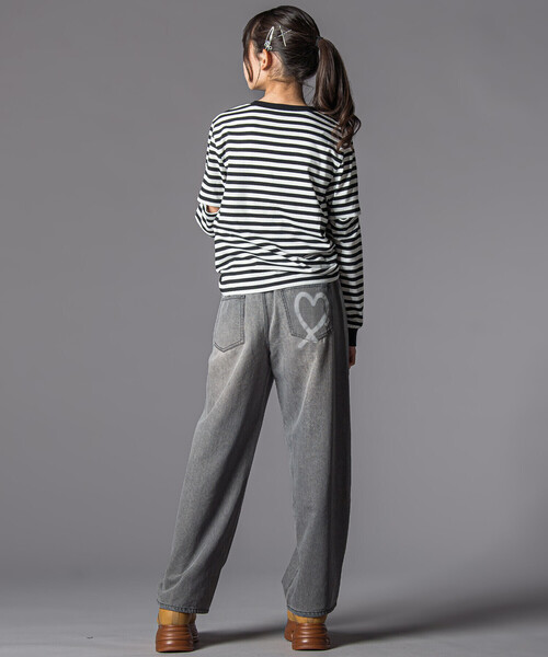 ZIDDY（ジディ）の「ハートプリントワイドデニムパンツ(130~160cm)（デニムパンツ・キッズ・ブルー/グレー・FREE/130cm/140cm/150cm）」の7枚目の写真