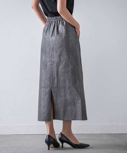 Viaggio Blu（ビアッジョブルー）の「ラメタイトスカート≪手洗い可能≫（スカート・レディース・チャコールグレー/ベージュ・S/M）」の5枚目の写真