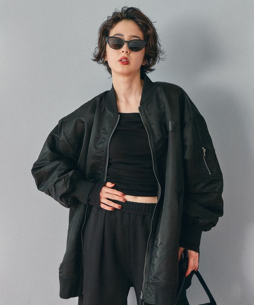 niko and...(ニコアンド)の「リバーシブルロングMA‐1(MA-1・レディース・カーキ/ブラック/ボルドー・FREE)」の12枚目の写真