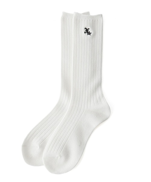 X-girl（エックスガール）の「XG STAR LOGO LOOSE SOCKS（ソックス/靴下・レディース・ブラック/ホワイト・ONE SIZE）」の2枚目の写真