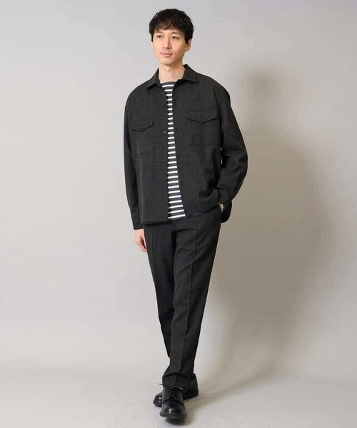 a.v.v（アーヴェヴェ）の「【イージーケア/シワになりにくい】ダブルポケットシャツ 秋リライト【洗濯機で洗える/ストレッチ】（シャツ/ブラウス・メンズ・ライトブラウン/チャコールグレー・46/48/50）」の11枚目の写真